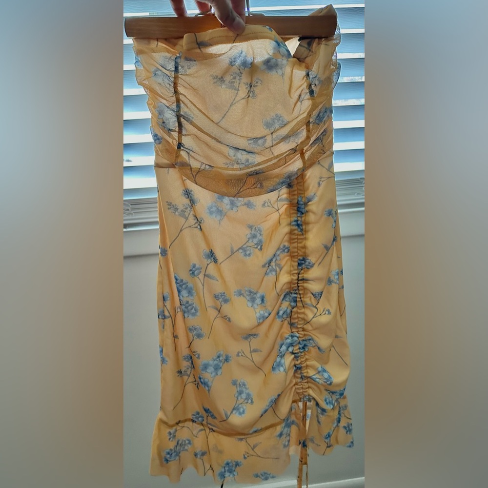 strapless floral dress